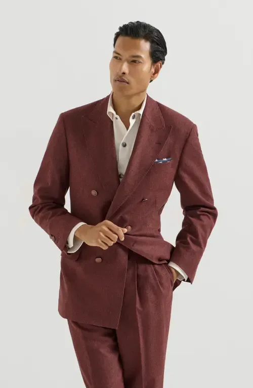 Virgin Wool and Cashmere Flannel Cavallo Tailor Blazer by Brunello Cucinelli