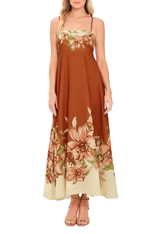 Floral Print Sleeveless Maxi Dress by FLYING TOMATO