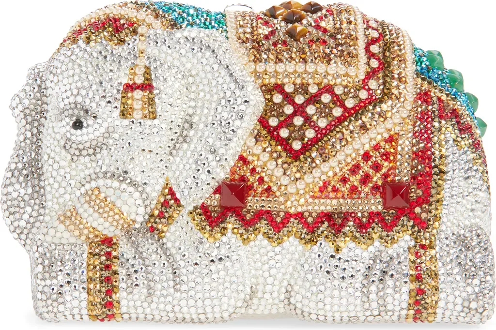 Elephant Crystal Embellished Clutch