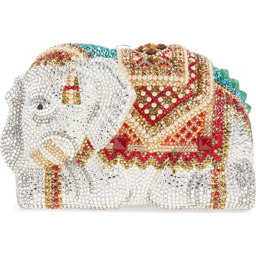 Elephant Crystal Embellished Clutch