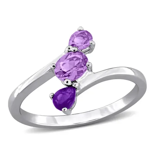 3-Stone Bypass Ring Sterling Silver by Julianna B.
