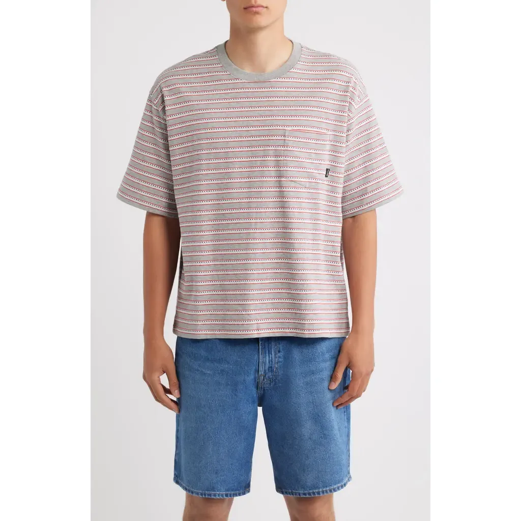 Poolside Stripe Boxy Cotton Piqué Cropped T-Shirt by Brixton