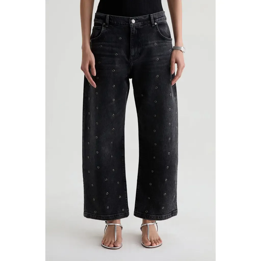 Hattie Grommet High Waist Ankle Barrel Jeans by AG