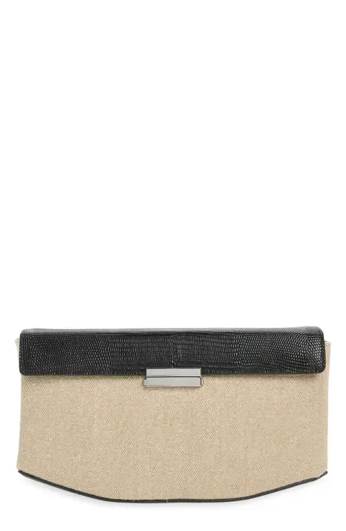 Clip Canvas & Lizard Embossed Leather Top Handle Bag by TOTEME