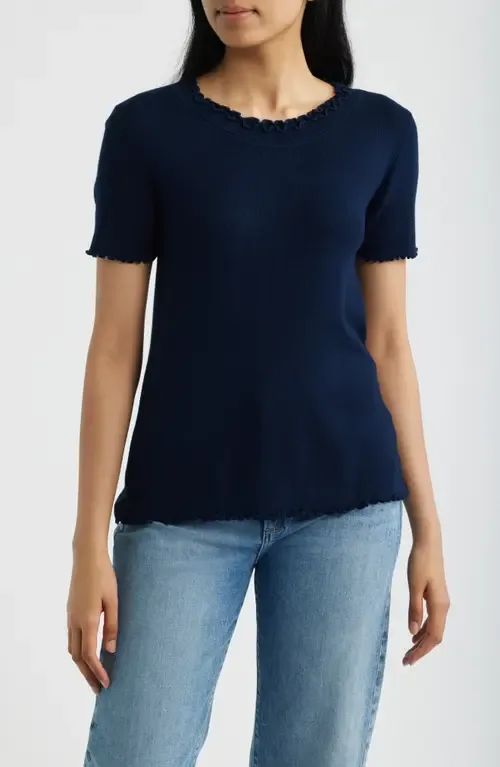 Ruffle Trim Short Sleeve Sweater by NIC+ZOE