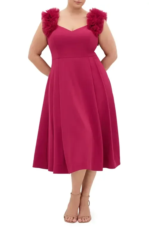 Roselyn Fit & Flare Stretch Crepe Cocktail Dress by City Chic