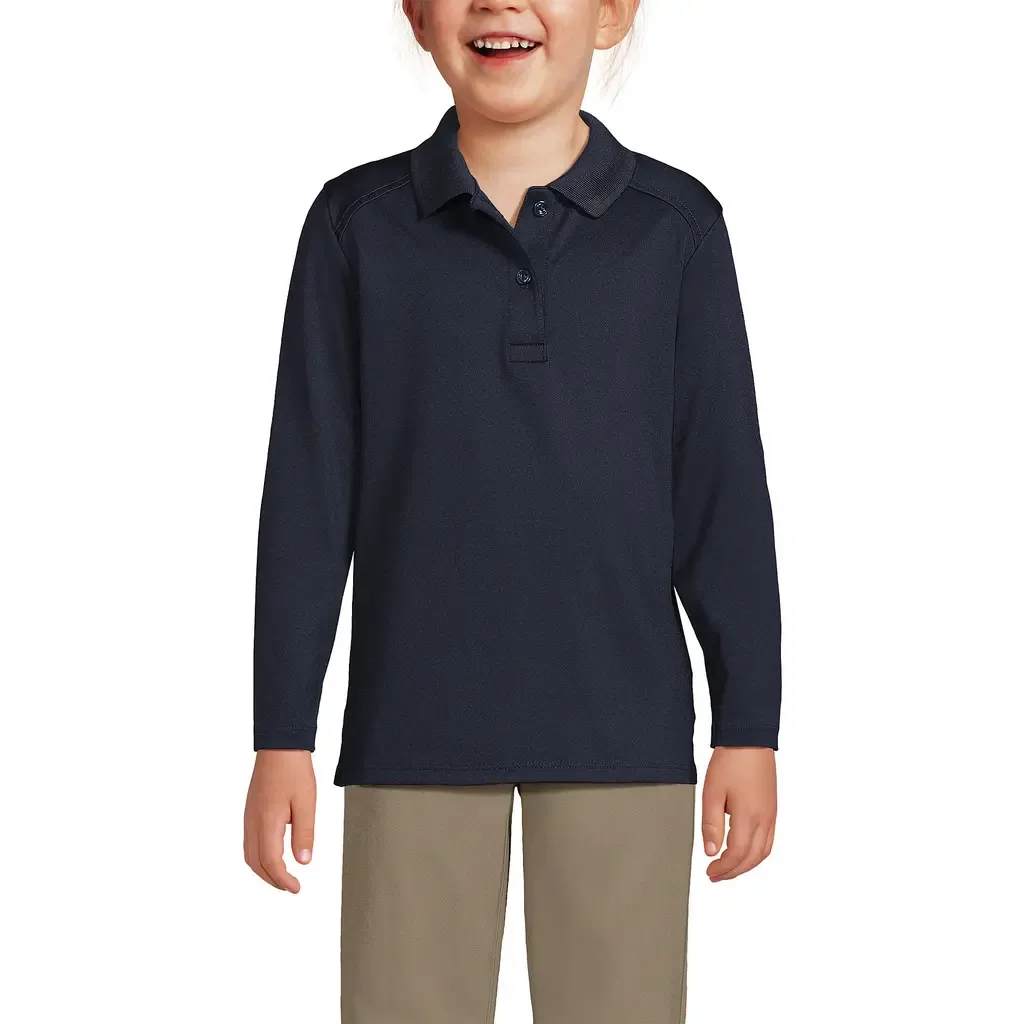 School Uniform Long Sleeve Feminine Fit Rapid Dry Polo Shirt by Lands' End