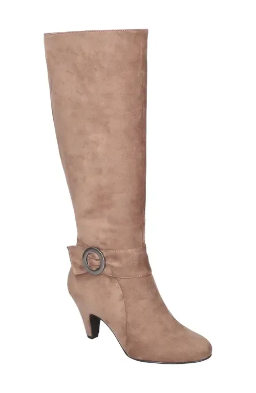 Rima Knee High Boot in Taupe Suede