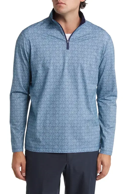 OoohCotton® Print Quarter Zip Pullover by Bugatchi