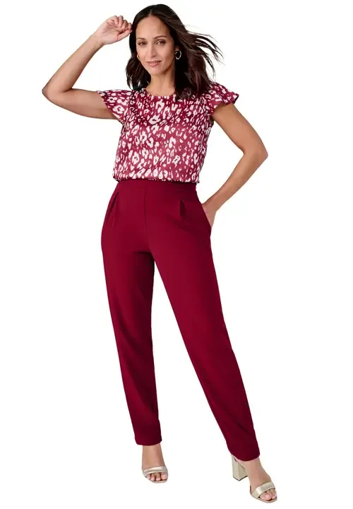 Stretch Knit Crepe Straight Leg Pants by Jessica London