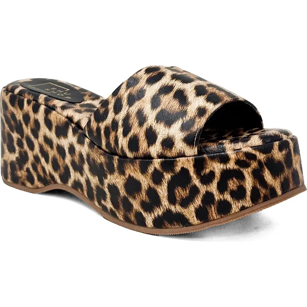 Ivy Platform Slide Sandal in Leopard Print by SHUSHOP