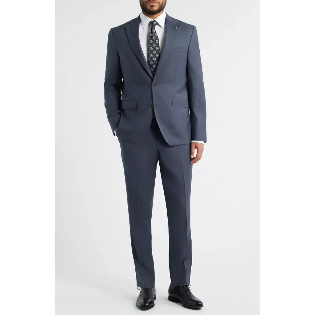 Esprit Navy Microchek Wool Suit