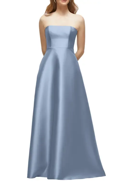 Strapless Satin Gown by Alfred Sung