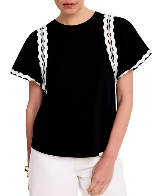 Ric Rac Trim Cotton Top by MINT VELVET