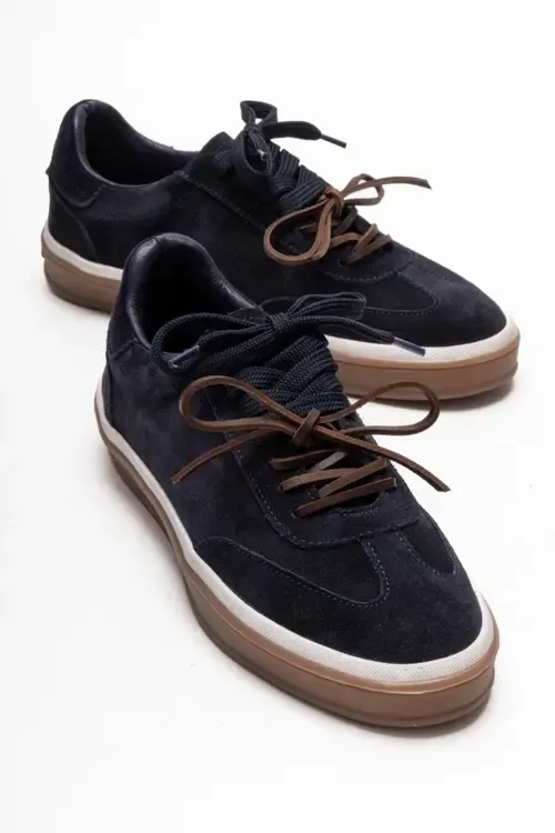 Melle Leather Sneaker in Navy Suede by Forever & Always Shoes