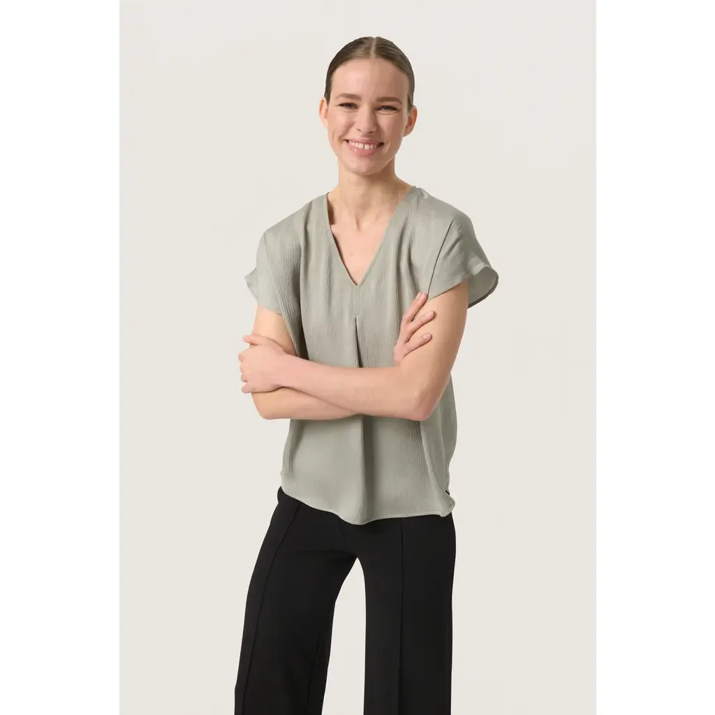 Loana Short Sleeve V-Neck Blouse by Soaked in Luxury