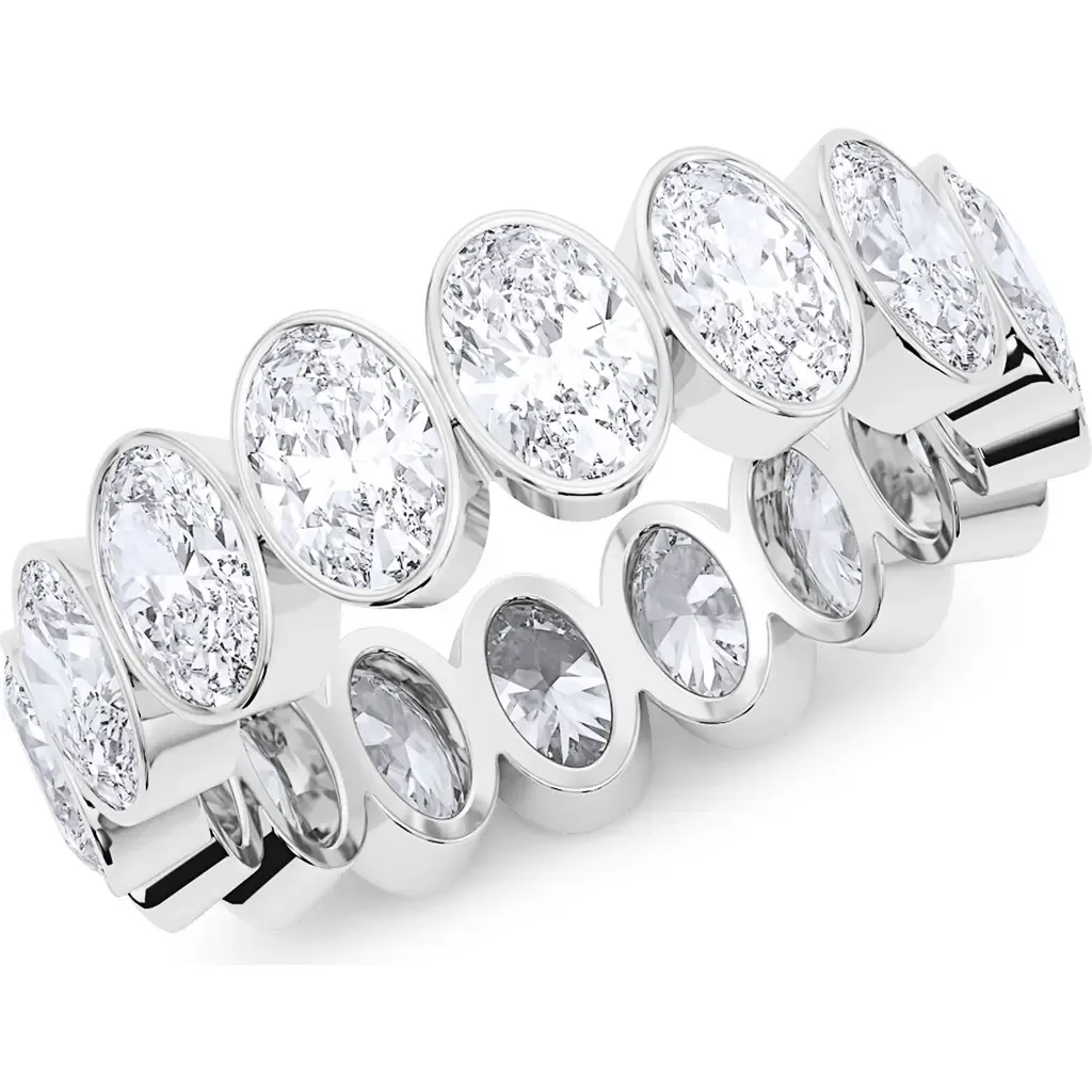 Oval Cut Lab Created Diamond Eternity Ring in 18K White Gold