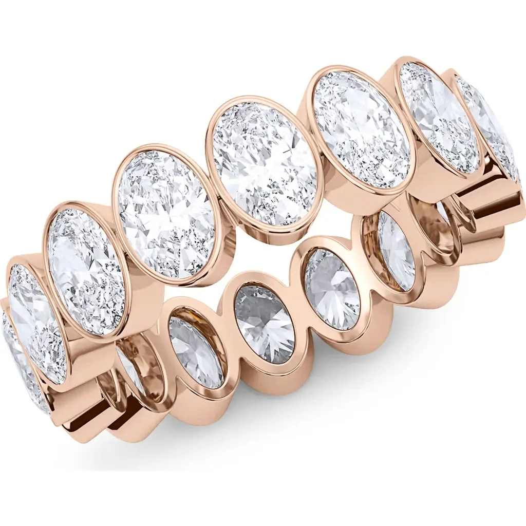Oval Cut Lab Created Diamond Eternity Ring in 18K White Gold