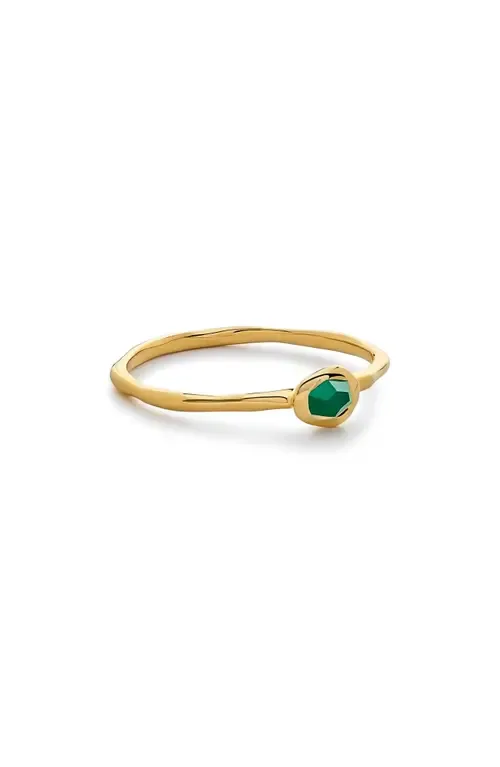 Odyssey Green Onyx Stacking Ring in 18Ct Gold Vermeil by Monica Vinader