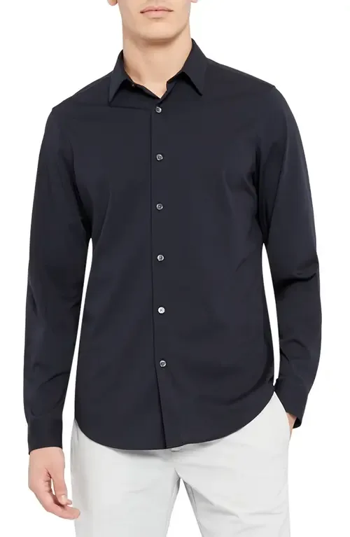 Sylvain ND Structure Knit Button-Up Shirt by Theory