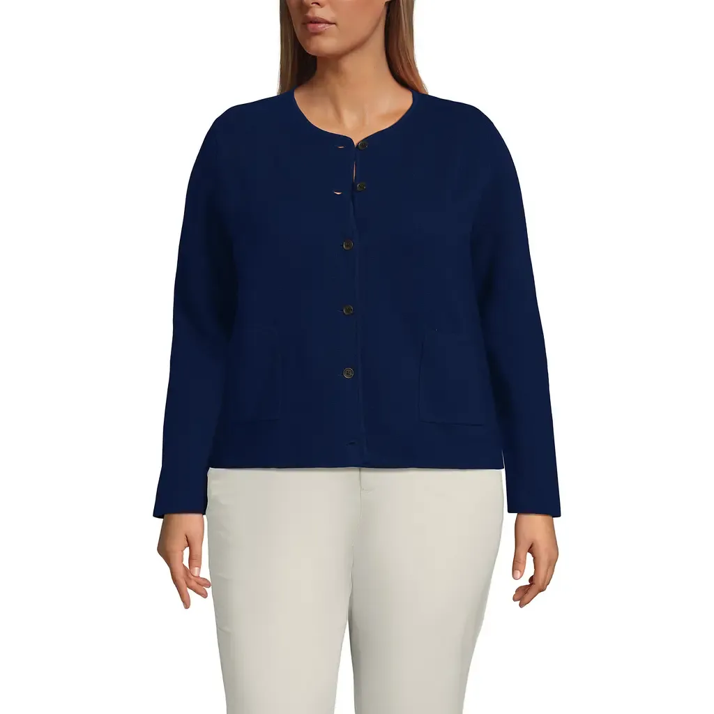 Fine Gauge Cotton Milano Blazer Sweater by Lands' End