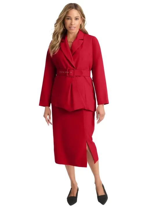 Belted Skirt Suit by Jessica London