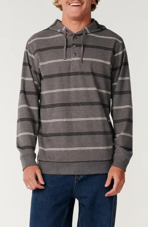 Grid Hood Stripe Henley Hoodie
