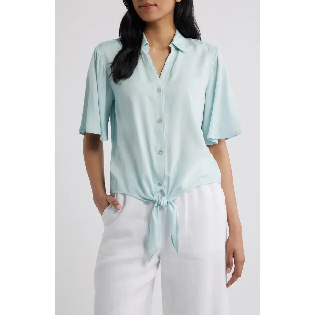 Roxanna Tie Hem Shirt by beachlunchlounge
