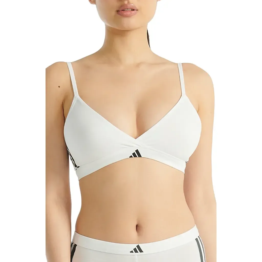 Essentials Cotton Blend 3 Stripe Triangle Wrap Bralette by adidas Originals