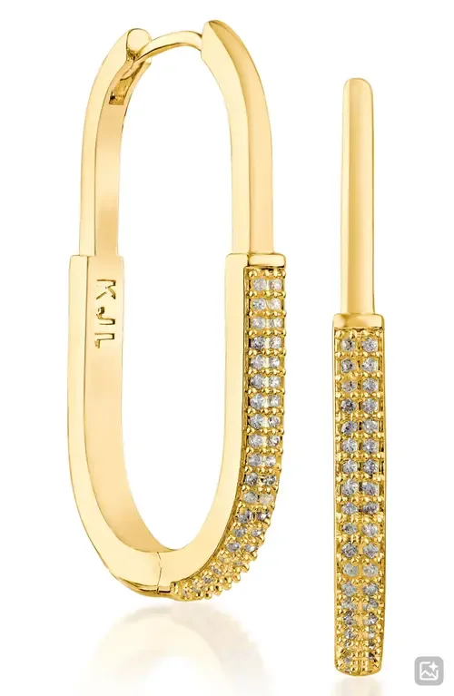 Pavé Oval Hoop Earrings by CZ by Kenneth Jay Lane