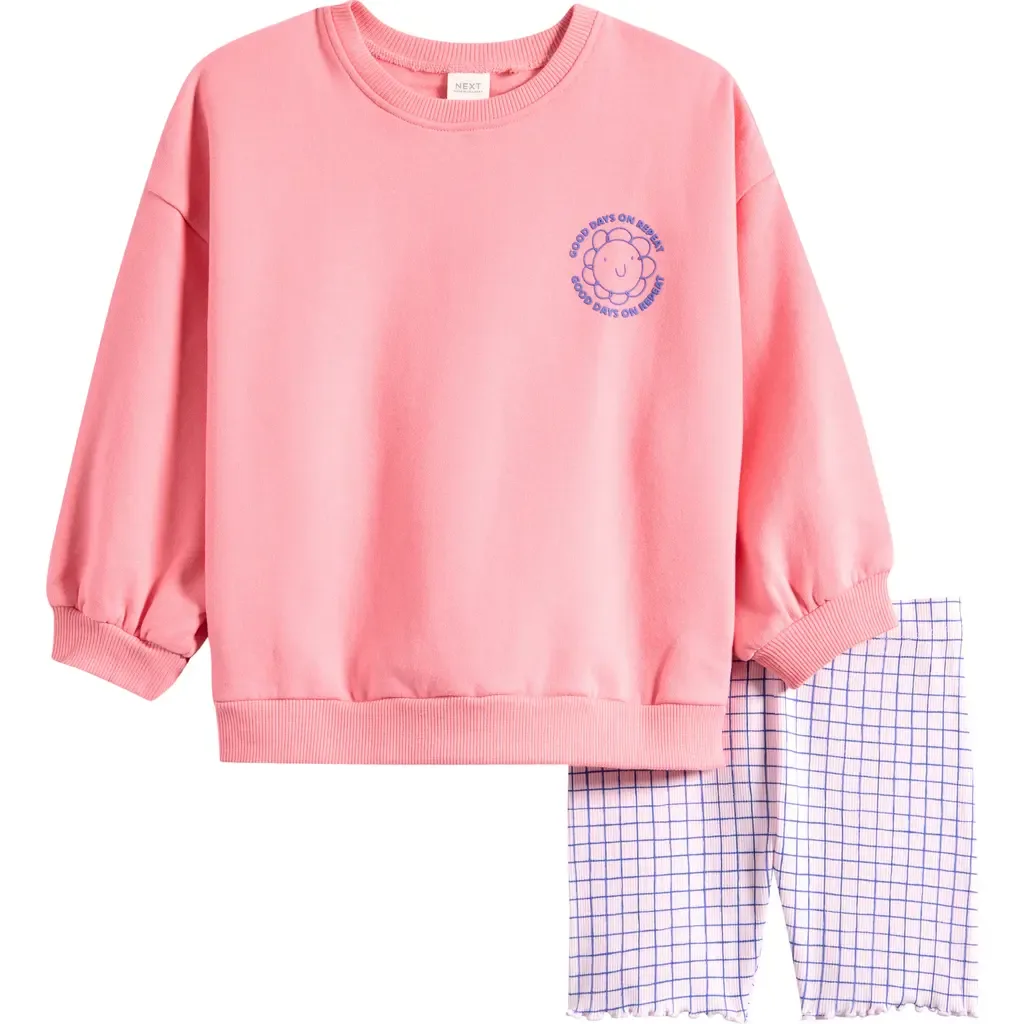 Graphic Logo Sweater & Check Shorts Set by NEXT