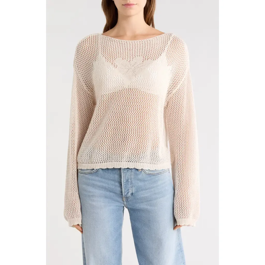 Juli Floral Boat Neck Openwork Top by PacSun