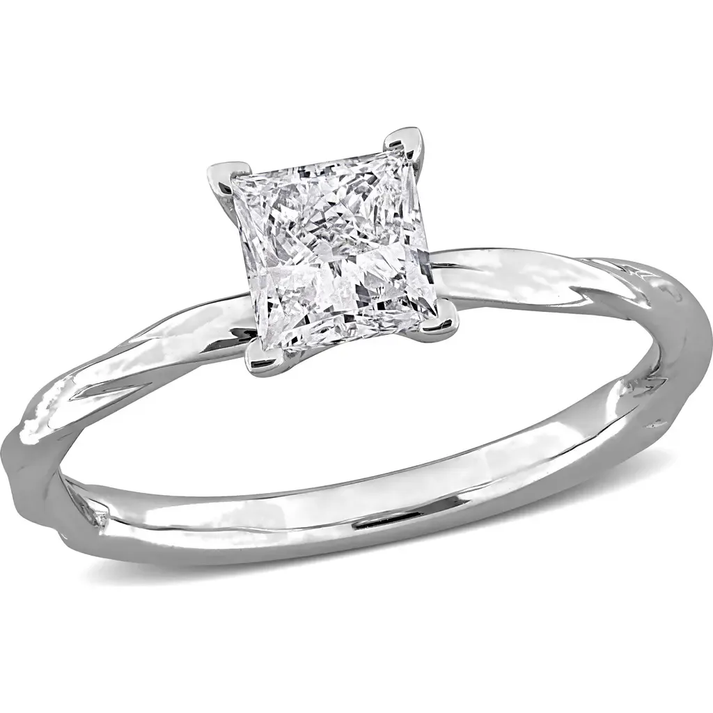 1 Ctw Lab-Grown Diamond Princess Solitaire Ring 18k in White Gold by Julianna B.