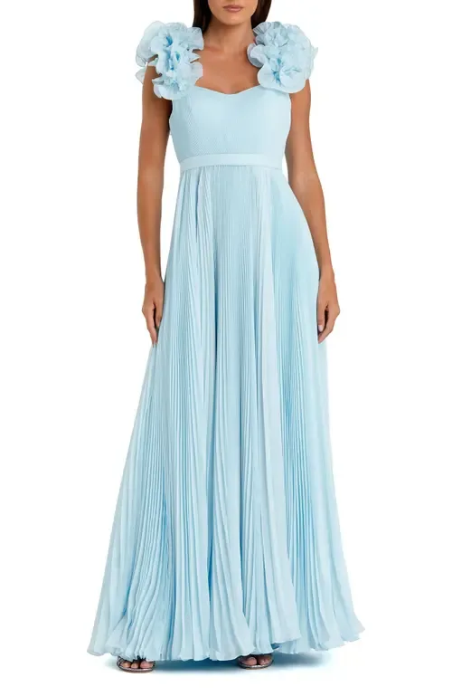 Ruffle Strap Pleated Organza Gown by Mac Duggal