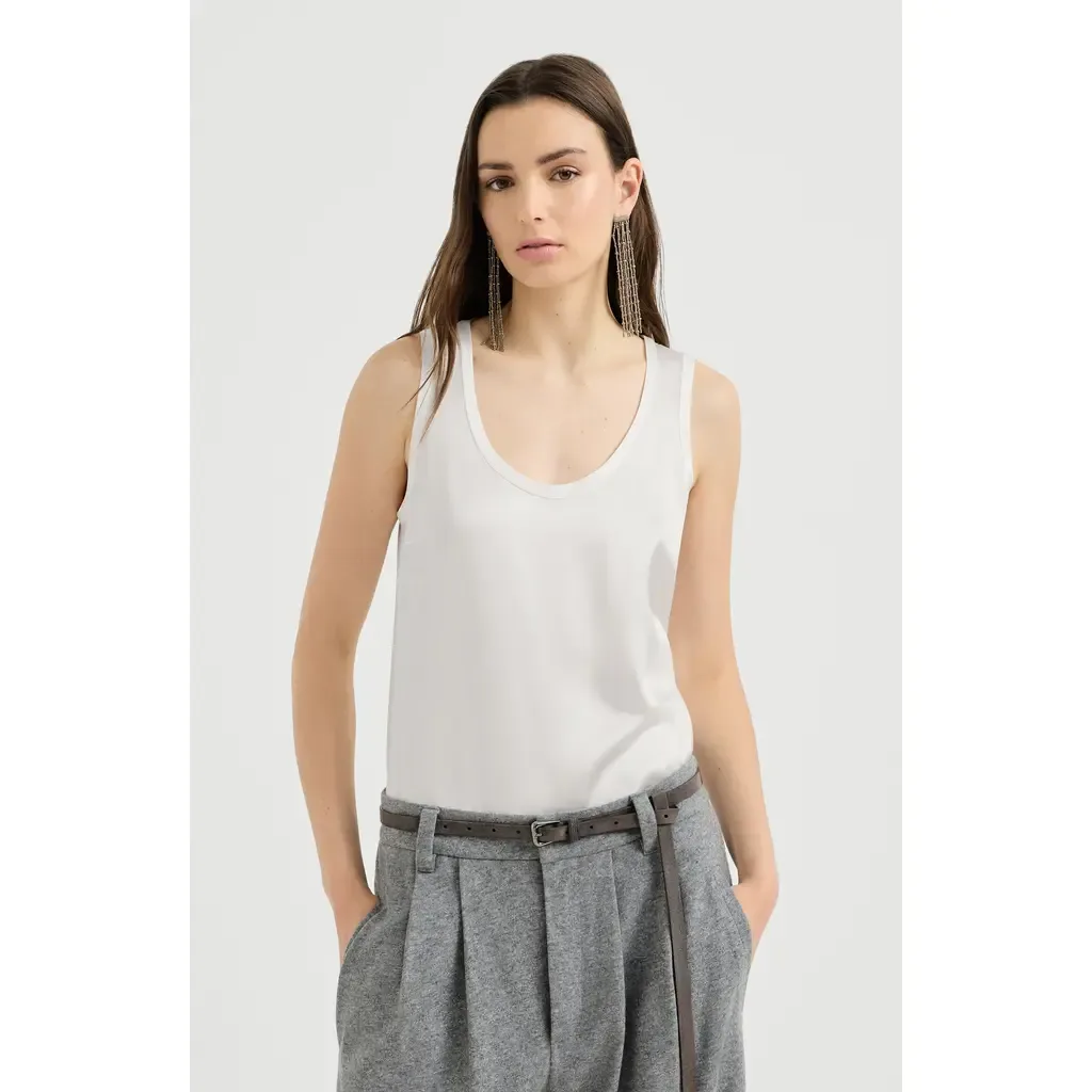 Stretch Silk Satin Top by Brunello Cucinelli