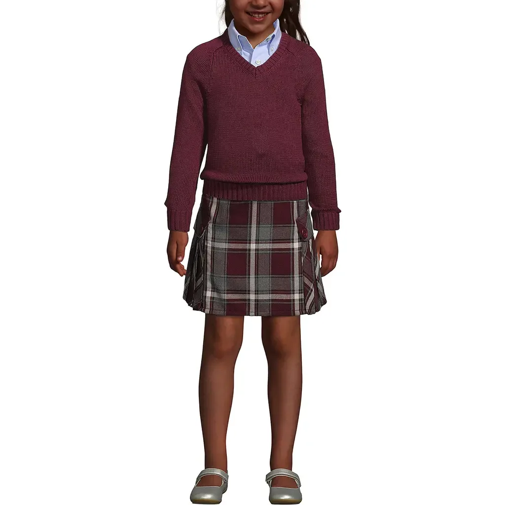 School Uniform Cotton Modal V-Neck Sweater by Lands' End