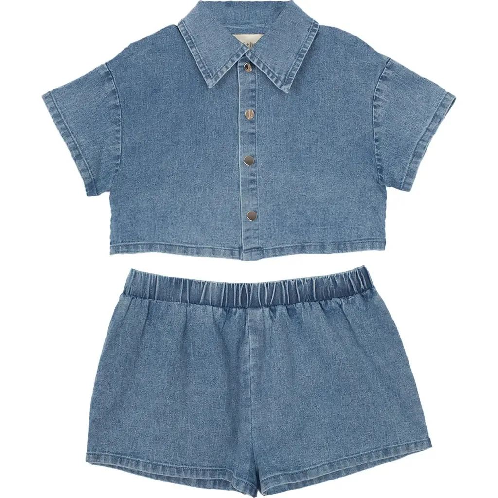Zoey Denim Two Piece Short Set by Mabel + Honey