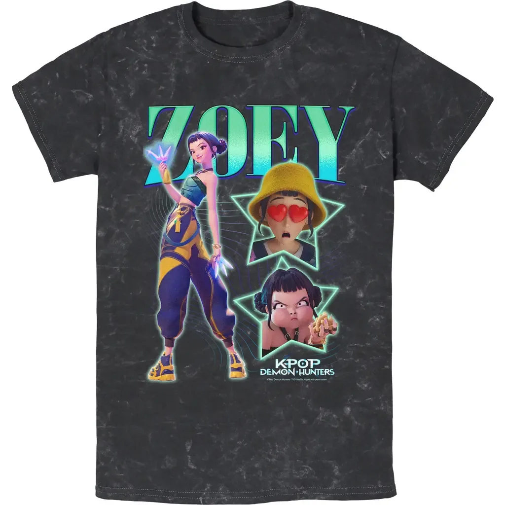 Zoey Super Star Logo Short Sleeve Graphic T-Shirt by KPop Demon Hunters