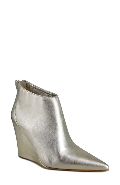 Elina Pointed Toe Bootie in Gold Leather by ZIGI