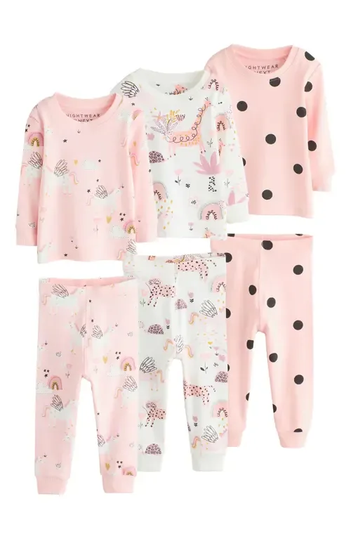 3-Pack Assorted Unicorn Fitted Two-Piece Stretch Cotton Pajamas by NEXT