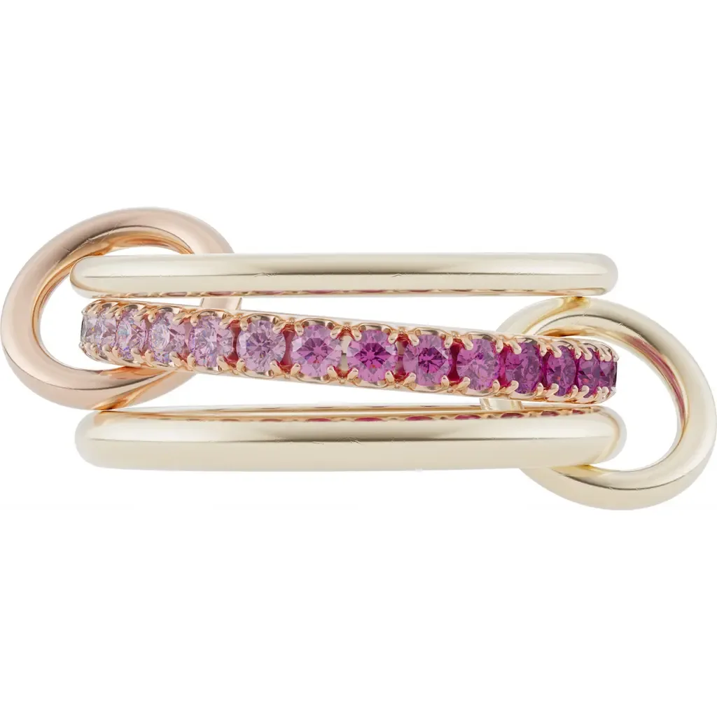 Petunia Ombré Pink Sapphire Linked Ring in Yellow Gold by Spinelli Kilcollin