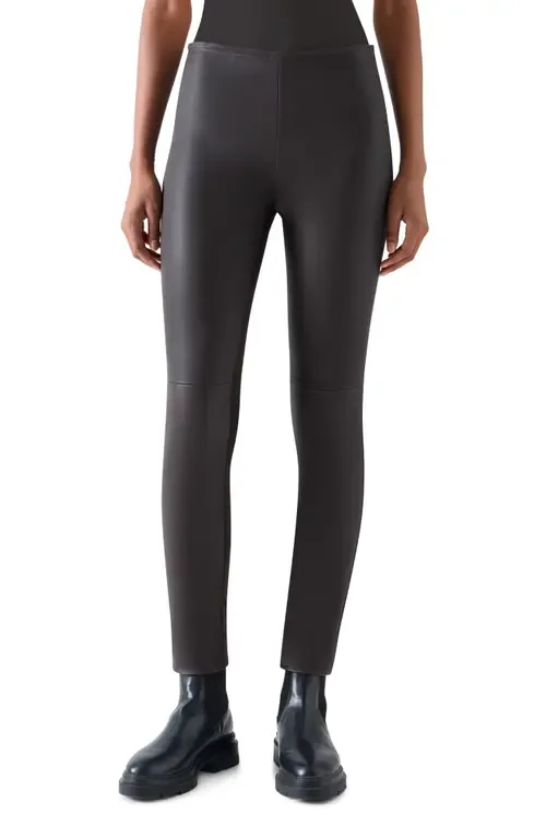 Leather Front Jersey Back Leggings by Akris punto