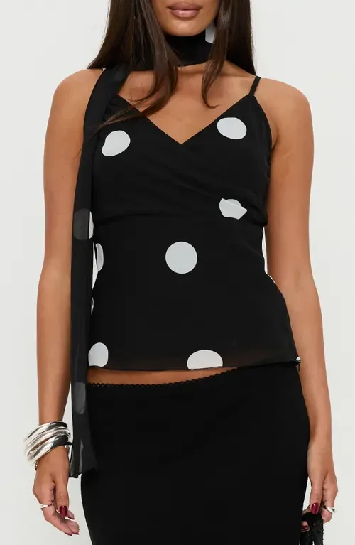 Jenae Polka Dot Camisole & Scarf by Princess Polly