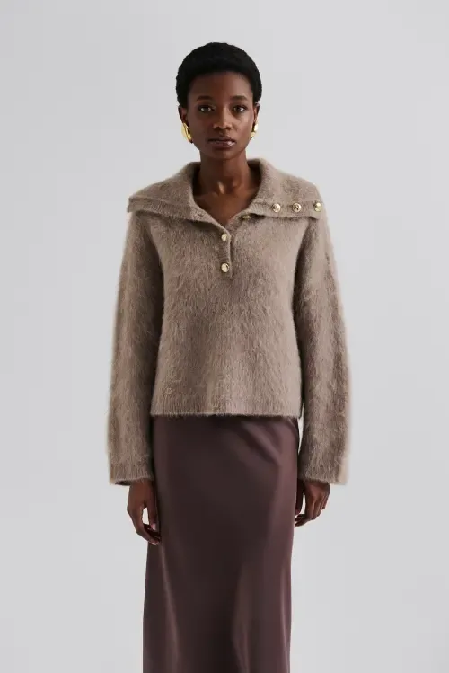 Yselle Long Sleeve Collared Sweater by Malina