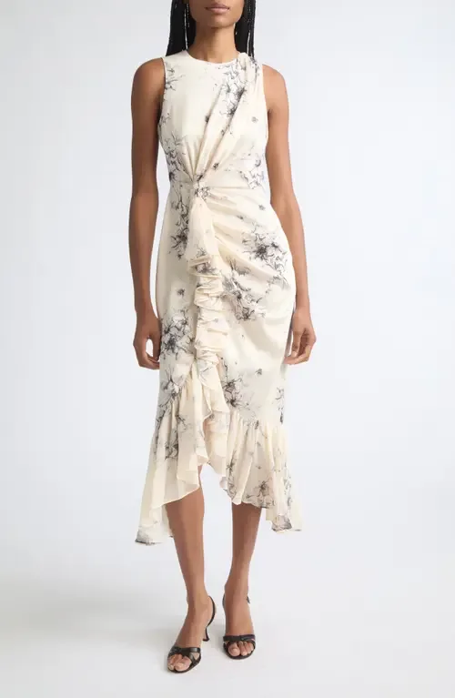 Cyrus Floral Ruffle Midi Dress by Cinq à Sept