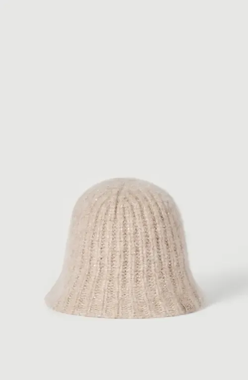 Cashmere Diamond Yarn Rib Knit Bucket Hat