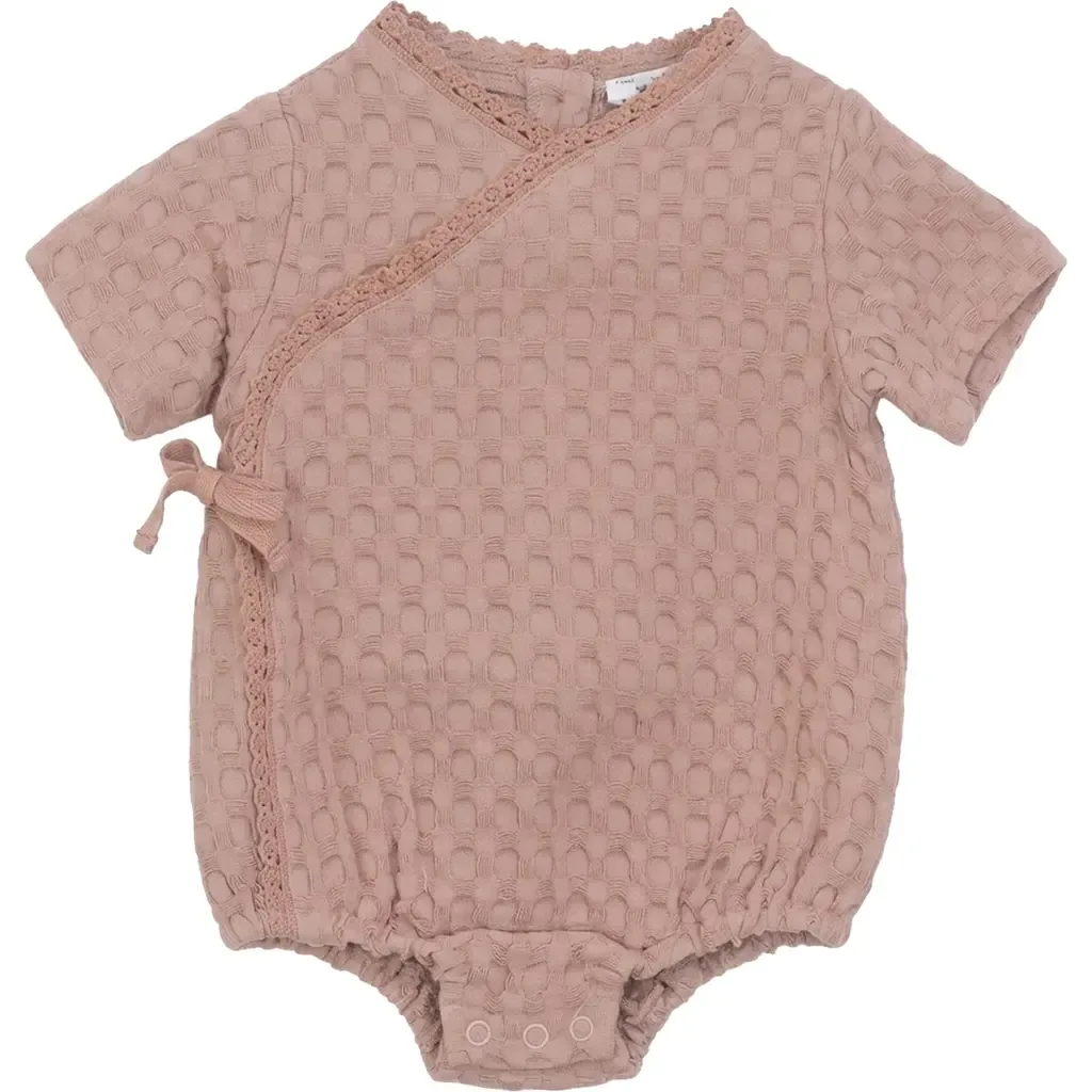 Textured Waffle Wrap Front Snap Closure Romper by Little Fragile