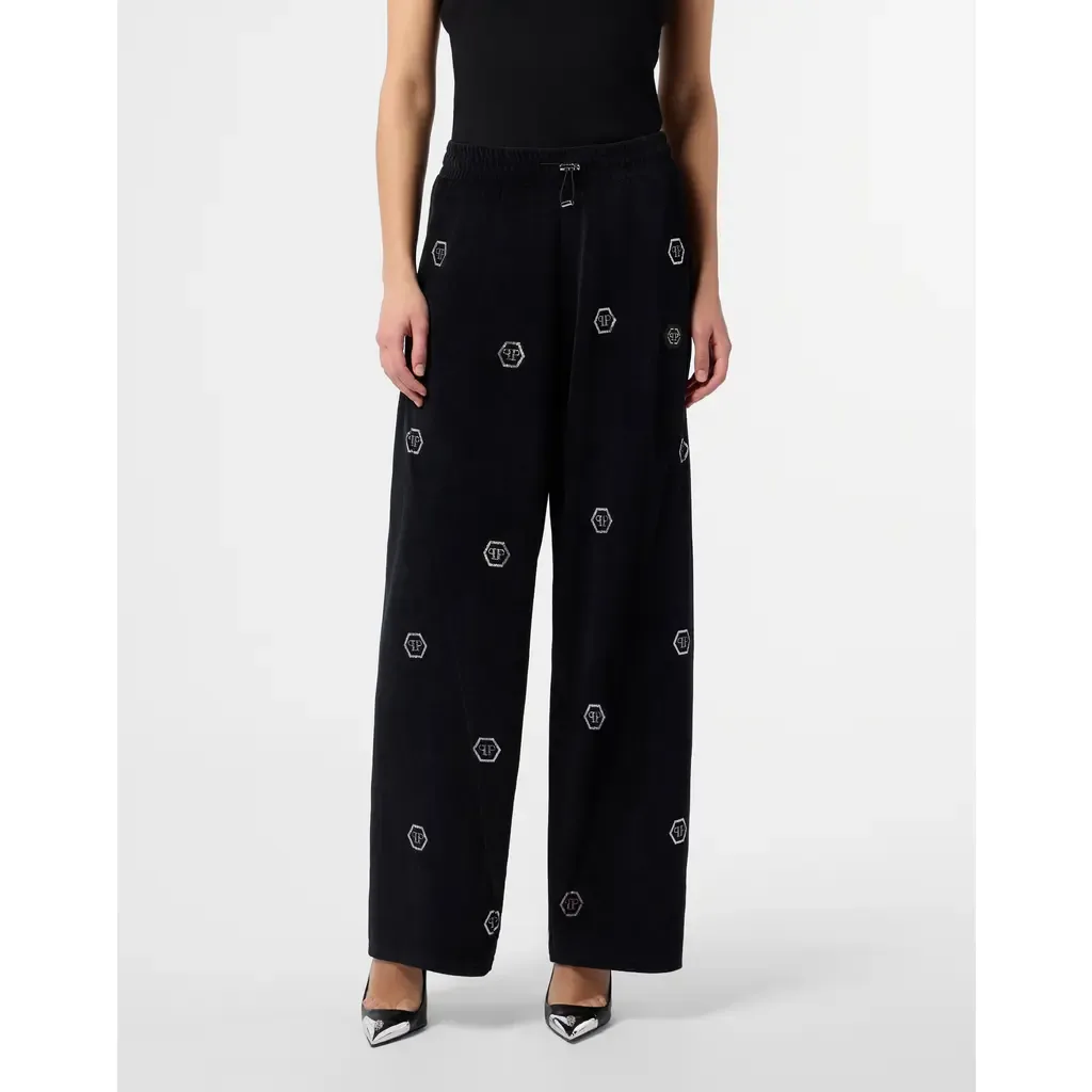Chenille Skater Fit Tracksuit Pants Monogram Strass by PHILIPP PLEIN