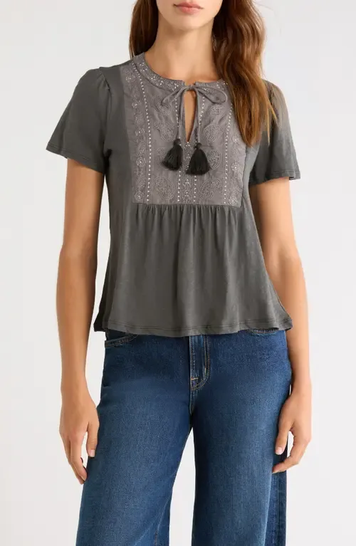 Embroidered Peasant Top by Lucky Brand
