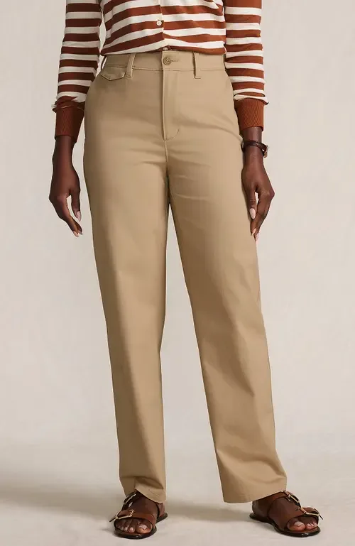 Chino High Rise Rail Straight Leg Pants by Lands' End